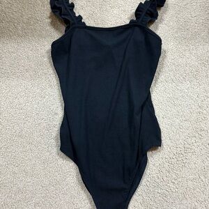 Le Lis Black Ruffled Women’s Bodysuit